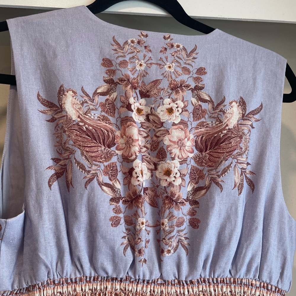 Caroline Constas New York Grecian Linen Blend Floral Print Maxi Dress Small New - Picture 4 of 5